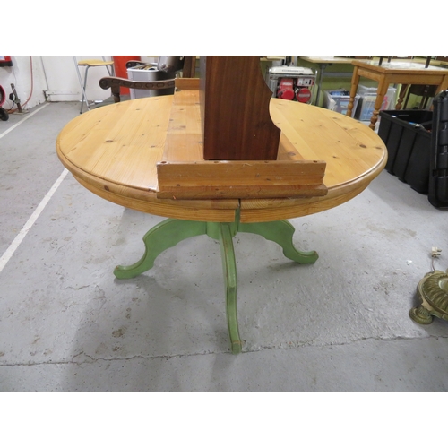 505 - Circular pine kitchen table with six matching chairs