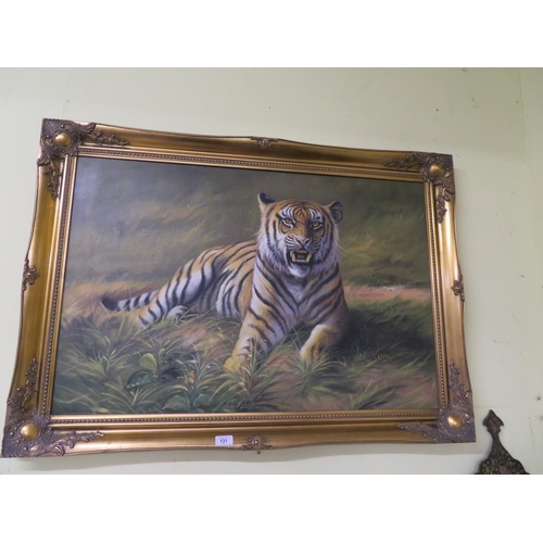 131 - Furniture oil painting of a tiger