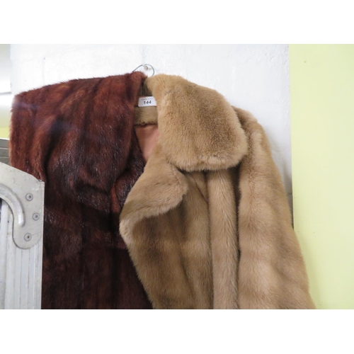 144 - Faux fur coat and fur shawl