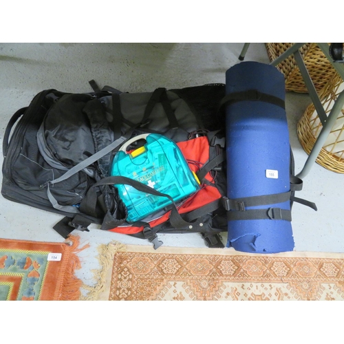 155 - Large camping back pack plus bag etc