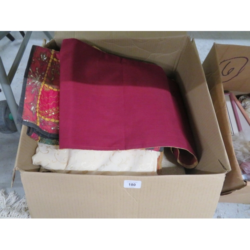 180 - Box of assorted tableware and linen