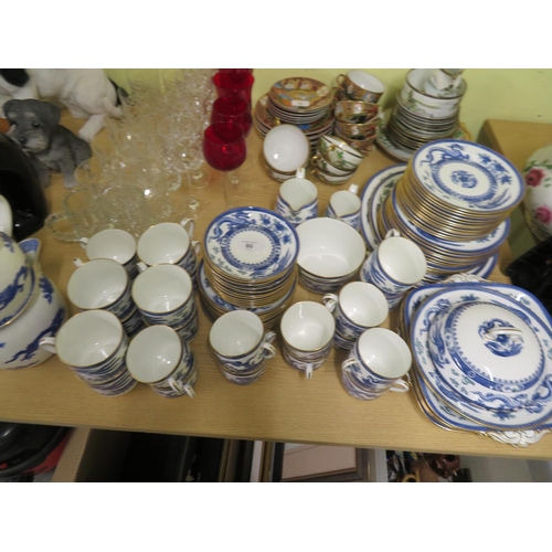 80 - Collection of blue and white Royal Crown and Coalport crockery