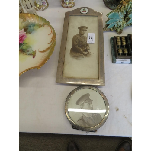 20 - Two silver photo frames containing pictures of WWI soldiers, one Birmingham 1913  and Birmingham 191... 