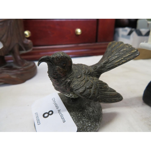 8 - Bergmann cold painted bronze of a bird standing on a pebble, length 2inches