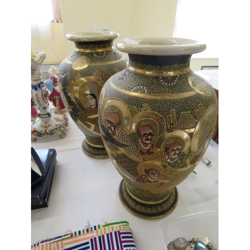 208 - Pair of large Satsuma urns with decoration of immortals