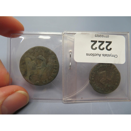 222 - Isle of Man hammered coinage 1709 penny and half penny