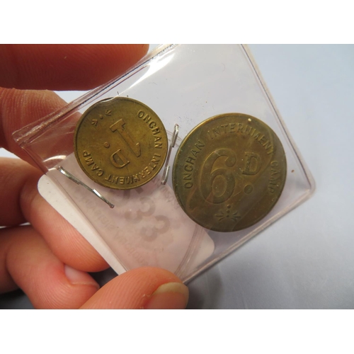 233 - Onchan internment camp, sixpence and penny tokens