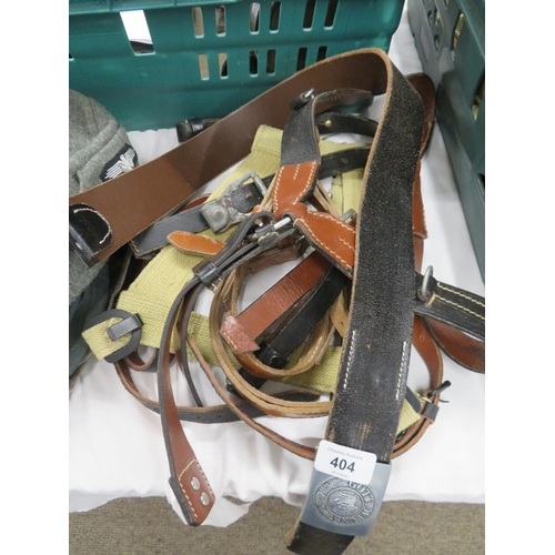 404 - German WWII and later Leather Y straps, A frame and belts