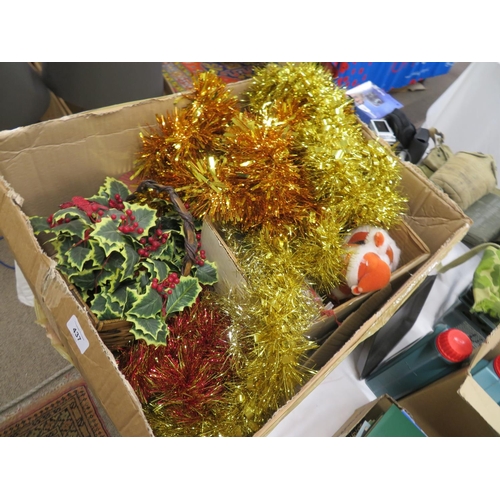 437 - Box of Christmas decorations