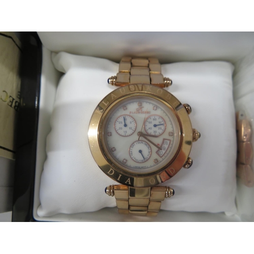 16 - Boxed Klaus-Kobec gents gold plated wrist watch with spare links