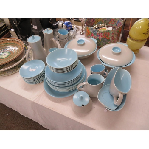 41 - Poole Pottery duck egg blue part dinner servce