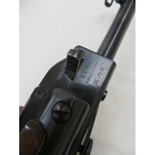 398 - Good Weihrauch HW35 .22 cal air rifle with telescopic sight - Serial 831414 - Relevant fire arms lic... 