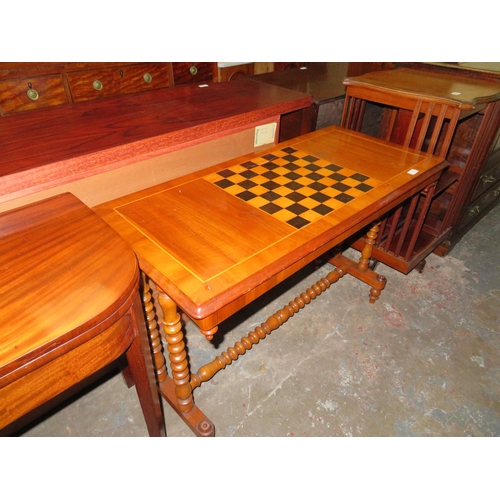 17 - Victorian walnut table with turned stretcher and supports