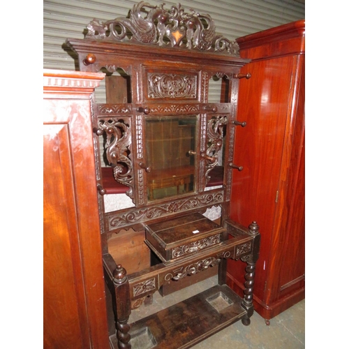 43 - Victorian carved oak hall stand