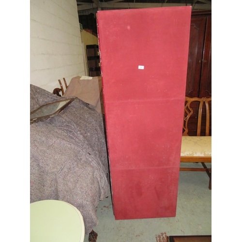 54 - Large red upholstered four fold screen