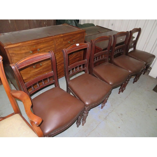 56 - Five matching dining chairs with studded upholstered seats