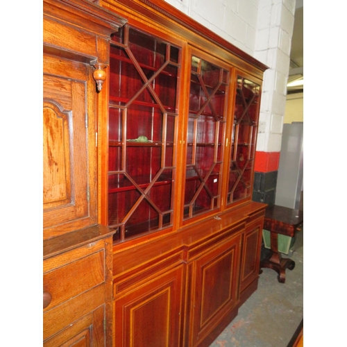 6 - Edwardian mahogany bookcase with satin wood cross banding (height 88