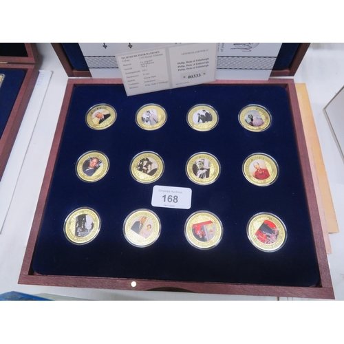 168 - Prince Phillip Duke of Edinburgh gold plated pictorial coin set (boxed)