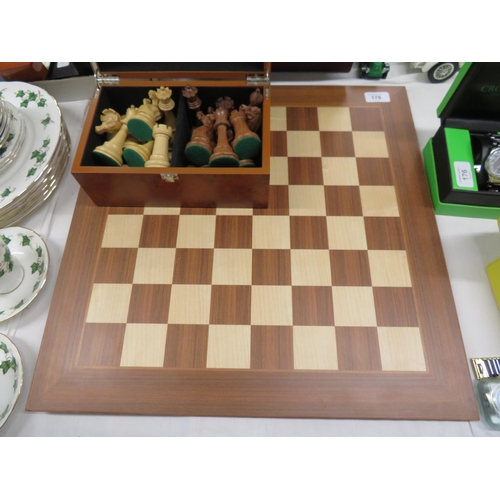 178 - Good Quality Carved Wooden Chess Set, boxed, with two spare queens