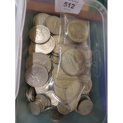 512 - Tub of GB coins including some IOM Crowns