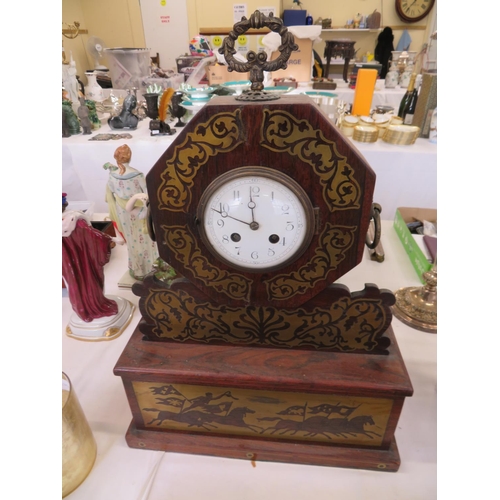 47 - Brass inlaid mantel clock from the 19thC