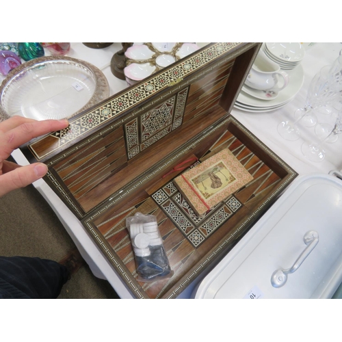 11 - Moroccan Inlayed Backgammon set with Bone Inlay