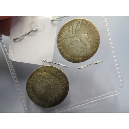 73 - Two George II Silver Sixpences 1750 & 1758