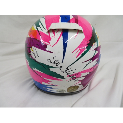 50 - boeri race helmet with many TT riders signatures including Steve Hislop