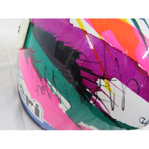 50 - boeri race helmet with many TT riders signatures including Steve Hislop