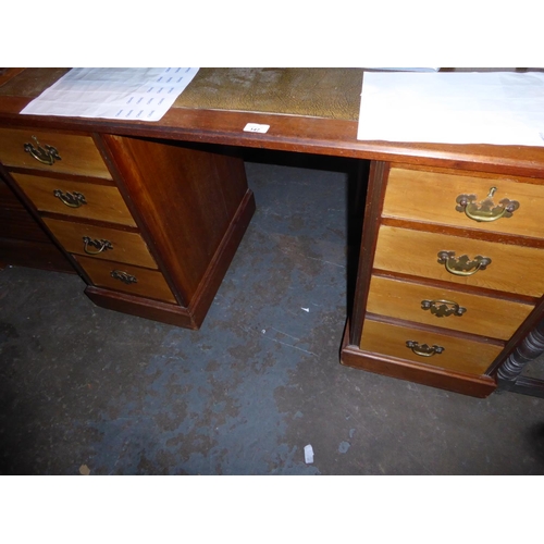 147 - Pedestal desk with leather effect insert to top