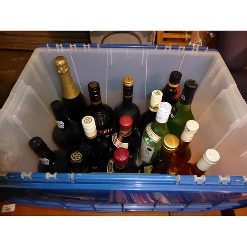 164 - Box of assorted liqueurs, wines, spirits, champagne