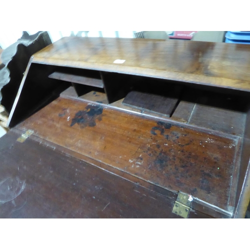 21 - Mahogany fall front bureau with three long drawers and brass swing handles