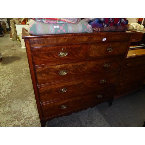 226 - Mahogany chest of three long and two short drawers with brass swing handles