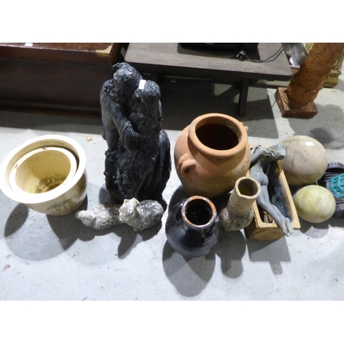 28 - Large collection of garden pots, statue, trough etc