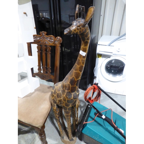 30 - Carved wooden floor standing giraffe plus baby giraffe, ht of tallest 49ins