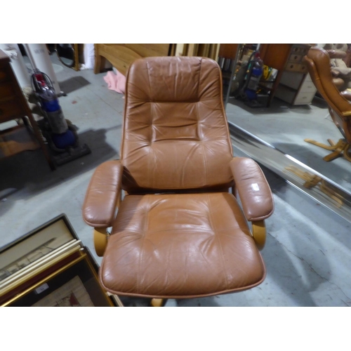 36 - Brown leather stressless style armchair