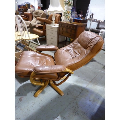 36 - Brown leather stressless style armchair