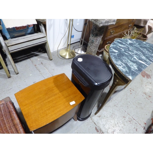 75 - Sewing box, kitchen bin and a hall table