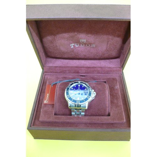 452 - Gents Tudor SS Prince Date Hydronaut Wristwatch with blue bezel and blue dial in perfect working ord... 