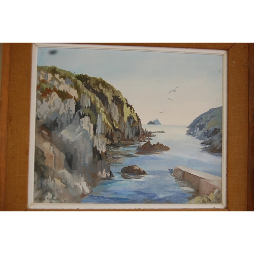 453 - Aideen McNamara, Rocky coastline, oil on canvas, signed, 16 X 20ins approx