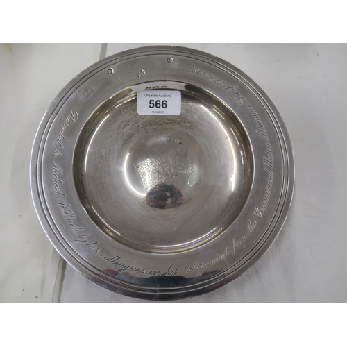 566 - Silver alms dish - 12ozt