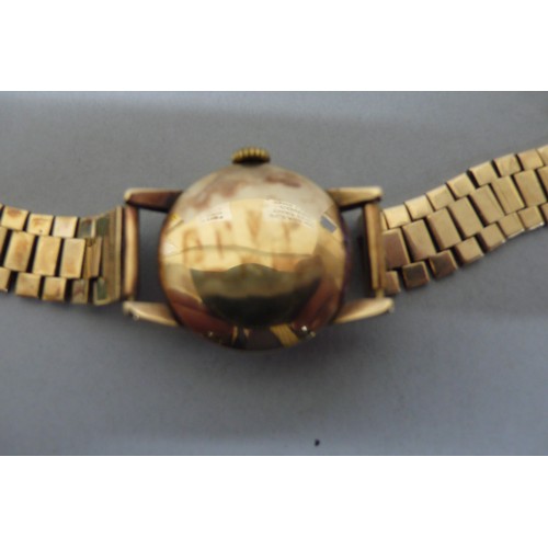 449 - Ladies 9ct Gold Rolex Precision wind up wristwatch with gold strap, Boxed, Total weight 24.5 grms