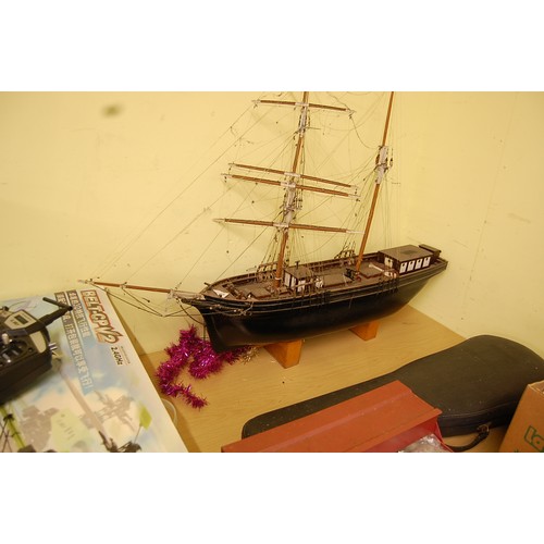 572 - A well made wooden model of 'The Brigantine Raven' - length 45 ins together with modelers blue print... 