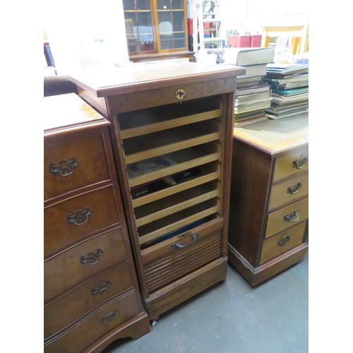 145 - Tambour fronted oak eight drawer filing cabinet