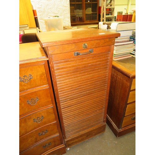 145 - Tambour fronted oak eight drawer filing cabinet