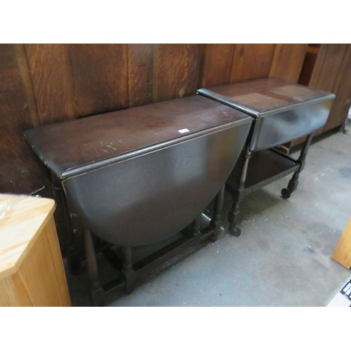 231 - Drop leaf table plus a drop leaf trolley on wheels