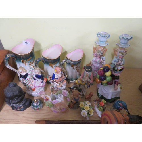 192 - Collection of jugs, oraments, candle holders etc