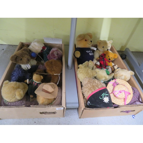 210 - Two boxes of assorted teddy bears