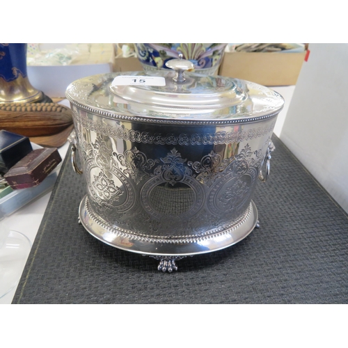 15 - Silver plated biscuit box