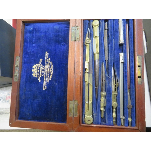 48 - Three sets of wooden cased drawing implements